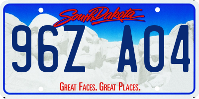 SD license plate 96ZA04