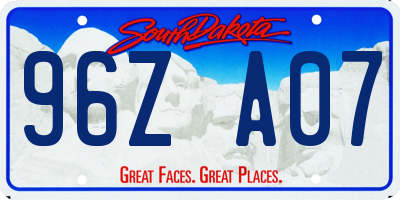 SD license plate 96ZA07