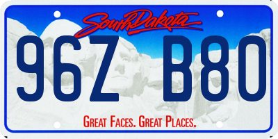 SD license plate 96ZB80