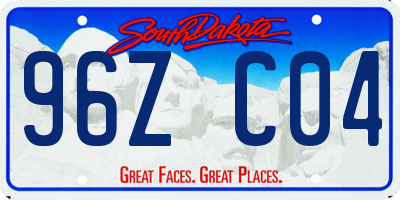 SD license plate 96ZC04