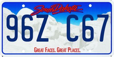SD license plate 96ZC67