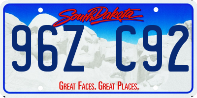 SD license plate 96ZC92