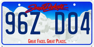 SD license plate 96ZD04