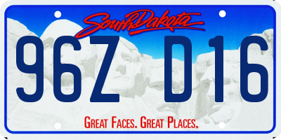 SD license plate 96ZD16