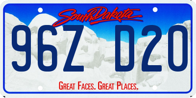 SD license plate 96ZD20