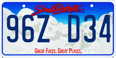 SD license plate 96ZD34