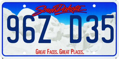SD license plate 96ZD35