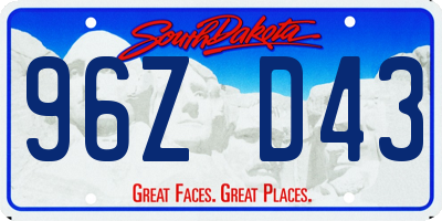 SD license plate 96ZD43
