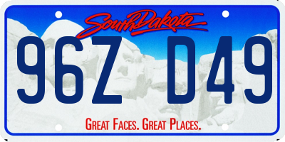 SD license plate 96ZD49