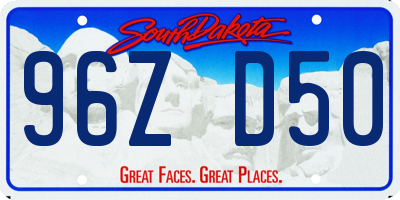SD license plate 96ZD50