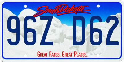 SD license plate 96ZD62