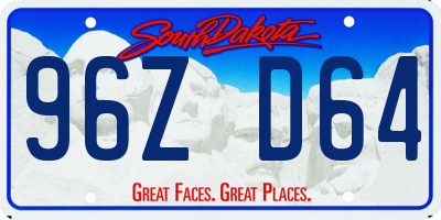 SD license plate 96ZD64