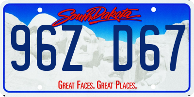 SD license plate 96ZD67