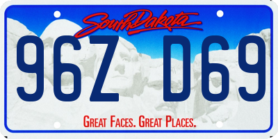 SD license plate 96ZD69