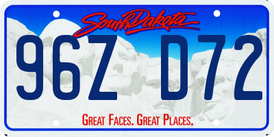 SD license plate 96ZD72