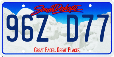 SD license plate 96ZD77
