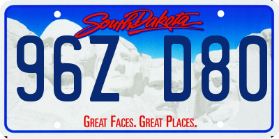 SD license plate 96ZD80