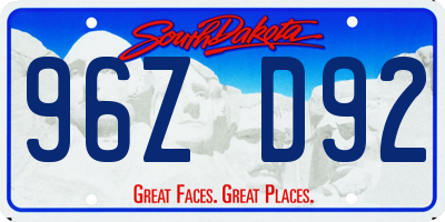 SD license plate 96ZD92