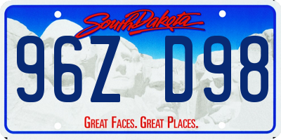 SD license plate 96ZD98
