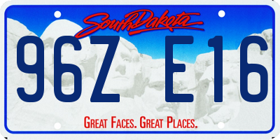 SD license plate 96ZE16