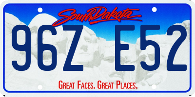 SD license plate 96ZE52