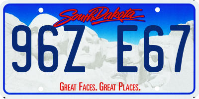 SD license plate 96ZE67