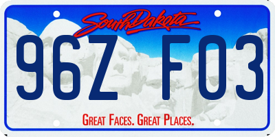 SD license plate 96ZF03