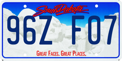 SD license plate 96ZF07