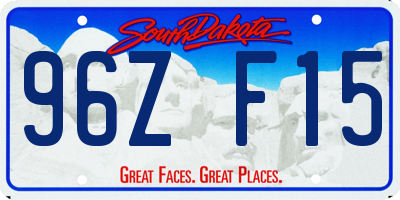 SD license plate 96ZF15