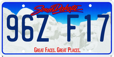 SD license plate 96ZF17