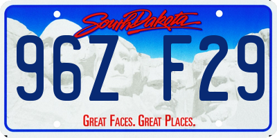 SD license plate 96ZF29