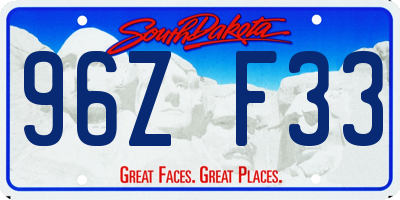 SD license plate 96ZF33