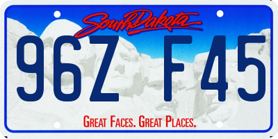 SD license plate 96ZF45