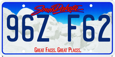 SD license plate 96ZF62