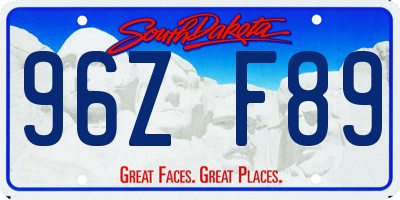 SD license plate 96ZF89