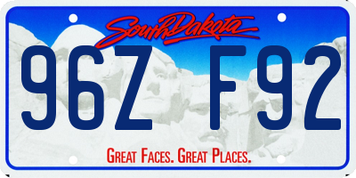 SD license plate 96ZF92