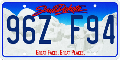 SD license plate 96ZF94