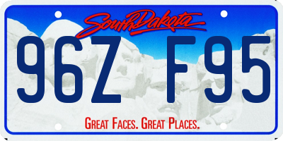 SD license plate 96ZF95