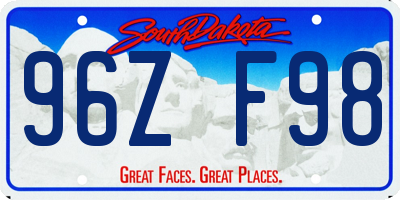 SD license plate 96ZF98