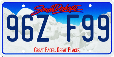 SD license plate 96ZF99