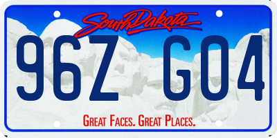 SD license plate 96ZG04