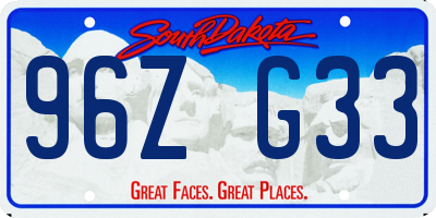 SD license plate 96ZG33