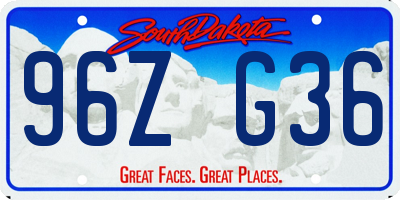 SD license plate 96ZG36