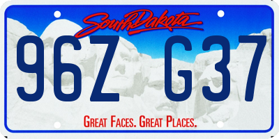 SD license plate 96ZG37