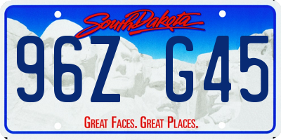 SD license plate 96ZG45