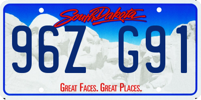 SD license plate 96ZG91