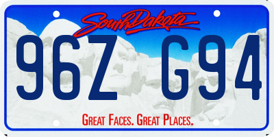 SD license plate 96ZG94