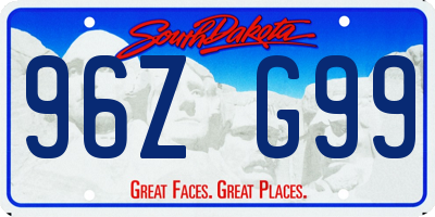 SD license plate 96ZG99