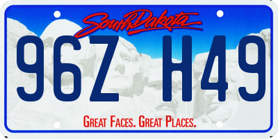 SD license plate 96ZH49