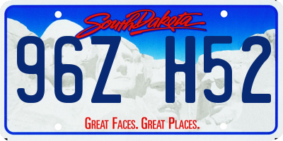 SD license plate 96ZH52
